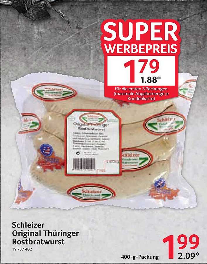 Schleizer Original Selgros Rostbratwurst Angebot bei Thüringer