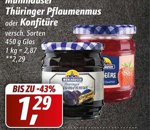 Thüringer Pflaumenmus Oder Konfitüre Angebot bei Simmel - 1Prospekte.de