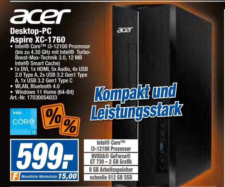 Acer Desktoppc Aspire Xc1760 Angebot bei Expert Techno Land