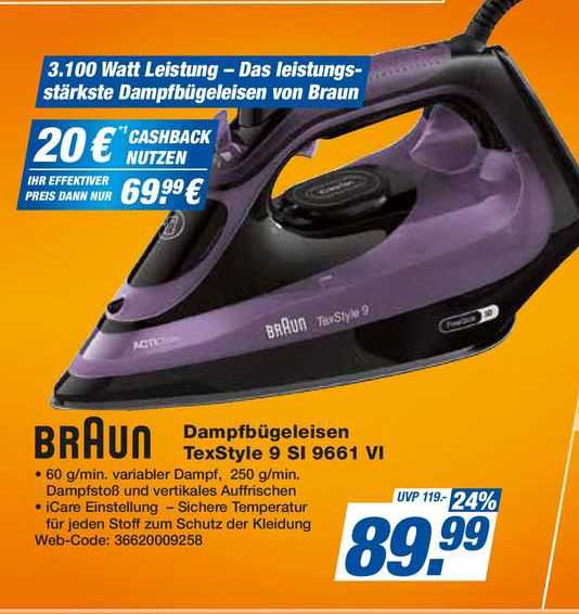 Braun Dampfbügeleisen Texstyle 9 Si 9661 Vi Angebot bei Expert