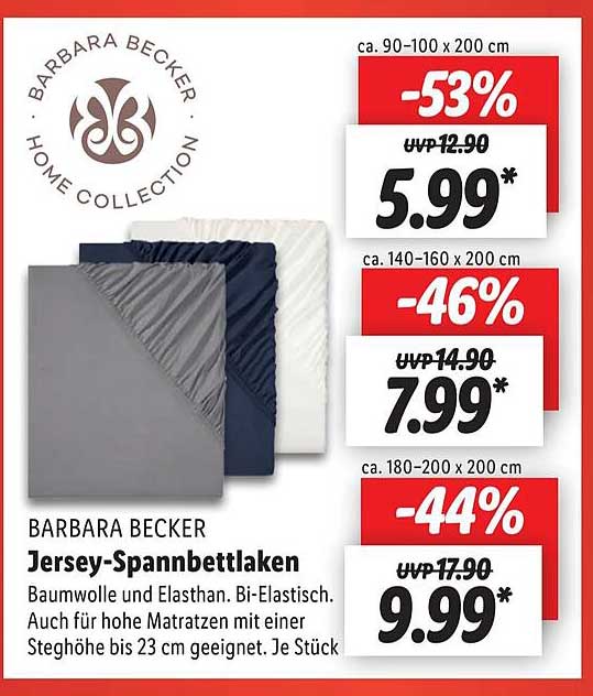 Barbara Becker Jerseyspannbettlaken Angebot bei Lidl 1Prospekte.de