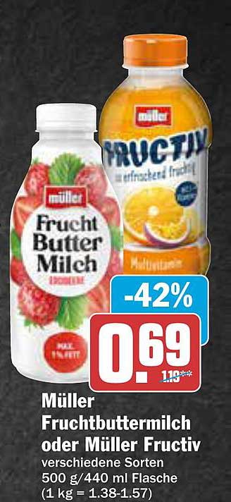 Müller Fruchtbuttermilch Oder Fructiv Angebot bei AEZ