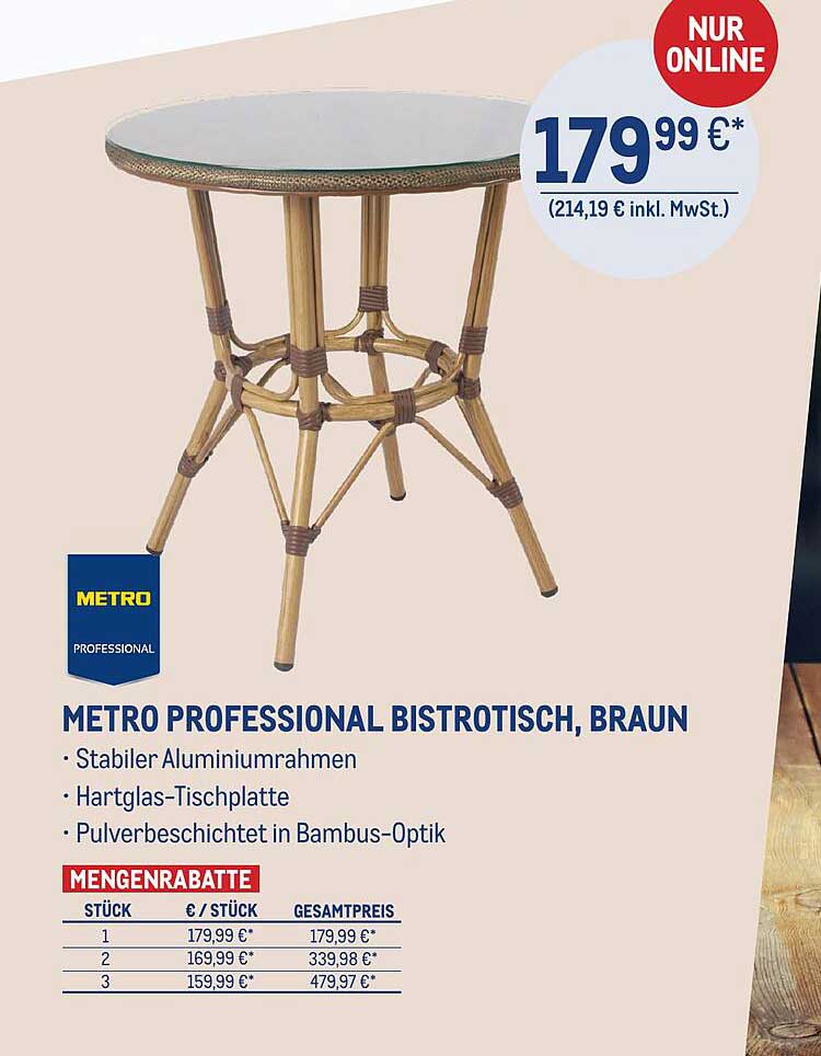 METRO Metro Professional Bistrotisch, Braun