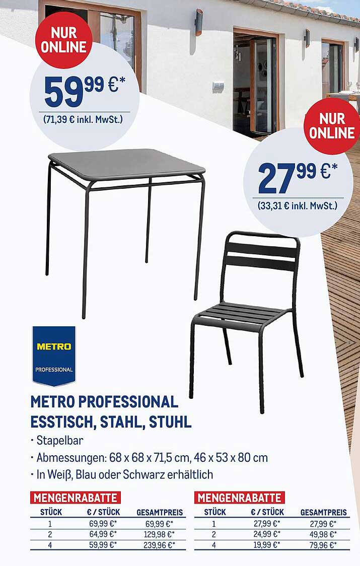 METRO Metro Professional Esstisch, Stahl, Stuhl