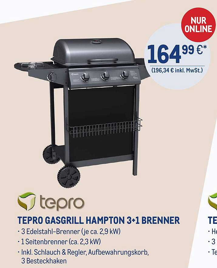 METRO Tepro Gasgrill Hampton 3+1 Brenner