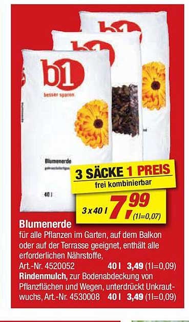 Blumenerde B1 Angebot bei Toom Baumarkt