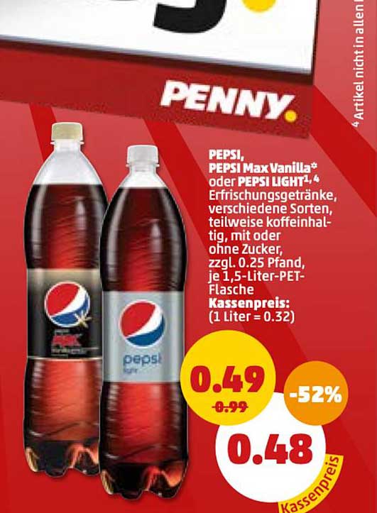 Penny Pepsi, Pepsi Max Vanilla Oder Pepsi Light
