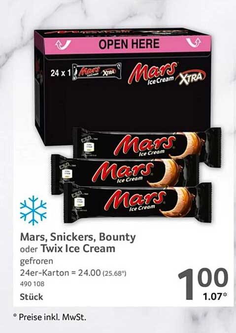 Selgros Mars, Snickers, Bounty Oder Twix Ice Cream