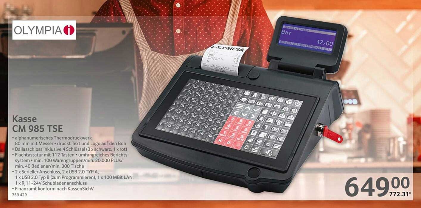 Olympia Kasse Cm 985 Tse Angebot bei Selgros - 1Prospekte.de