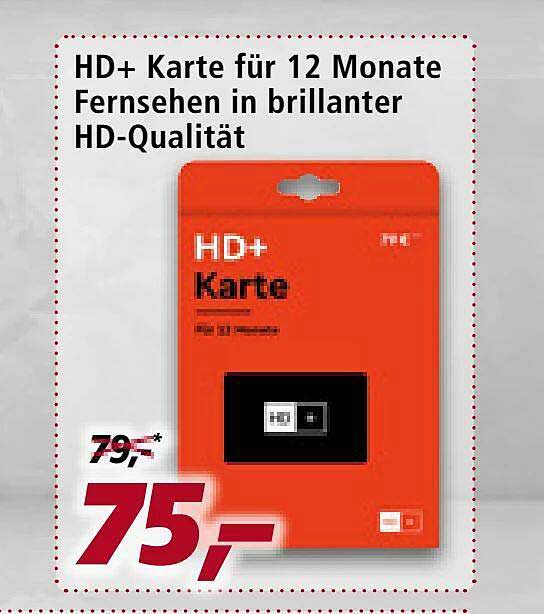 Hd+ Karte Für 12 Monate Fernsehen In Brillanter Hd-qualität Angebot bei Real