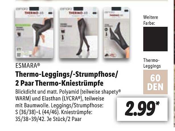 Paar bei Angebot Esmara Oder Thermo-leggings, 2 Lidl Thermo-kniestrümpfe -strumpfhose