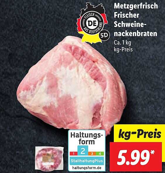 Angebot bei Metzgerfrisch Frischer Lidl Schweinenackenbraten