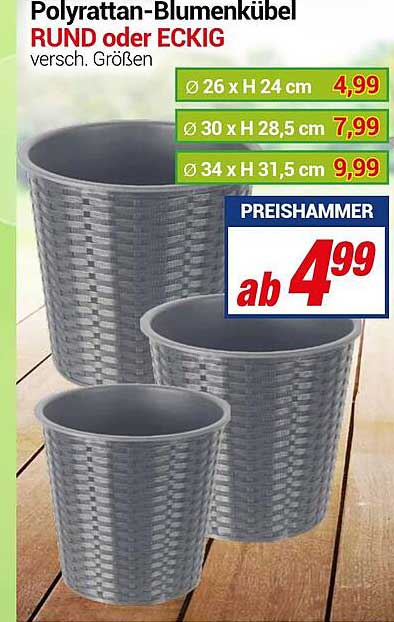 Polyrattanblumenkübel Rund Oder Eckig Angebot bei