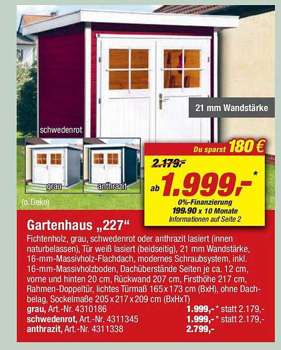 Gartenhaus „227“ Angebot bei Toom Baumarkt