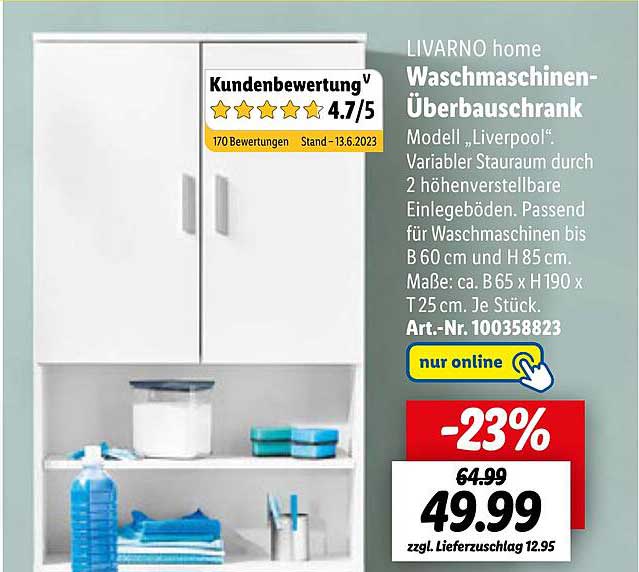 Livarno Angebot Lidl bei Home Waschmaschinen-überbauschrank