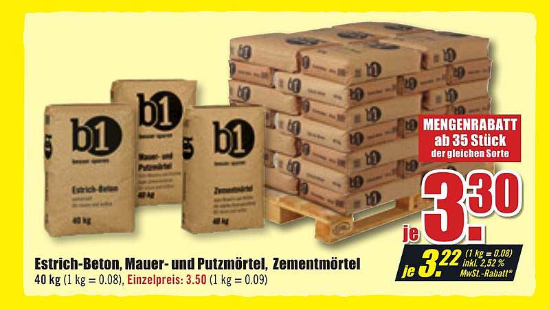 B1 Discount Baumarkt B1 Estrich Beton, Mauer Und Putzmörtel, Zementmörtel