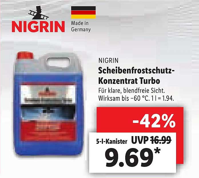 Nigrin Scheibenfrostschutz Konzentrat Turbo 5 L Angebot bei Lidl