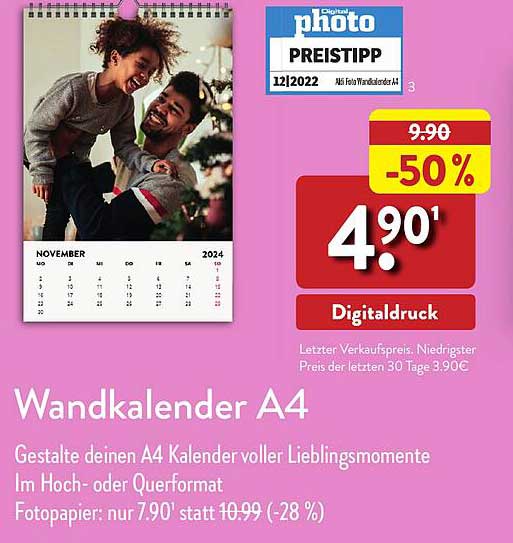 Wandkalender A4 Angebot bei ALDI Nord 1Prospekte.de
