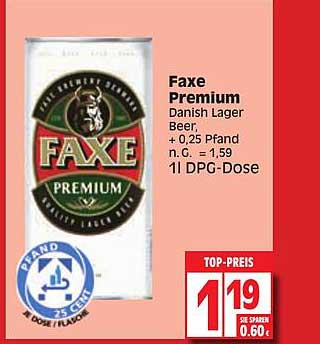 EDEKA Faxe Premium Danish Oder Beer
