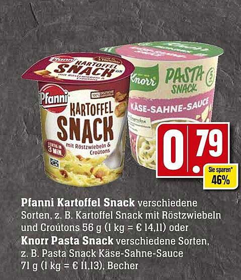 Pfanni Kartoffel Snack Oder Knorr Pasta Snack Angebot bei Scheck In Center