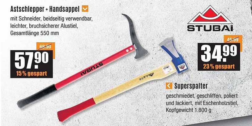 Astschlepper, Handsappel, Superspalter Angebot bei V Baumarkt