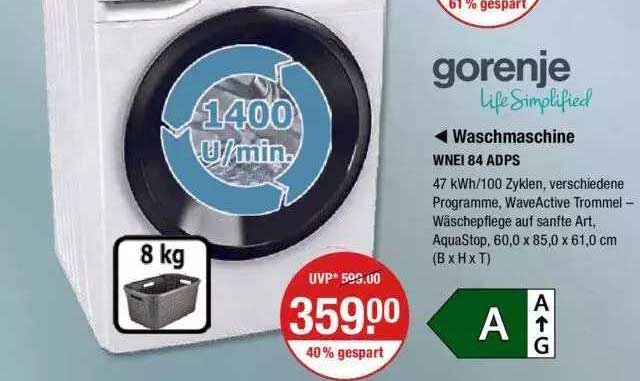 Gorenje Waschmaschine WNEI 84 ADPS Angebot bei VMarkt 1Prospekte.de