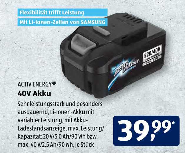 Activ Energy 40v Akku Angebot bei ALDI SÜD 1Prospekte.de