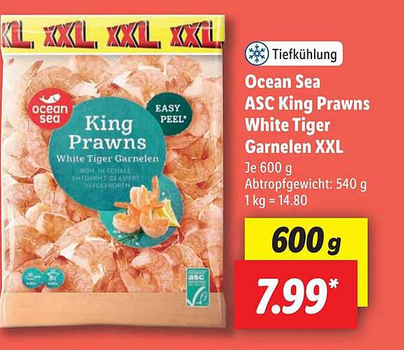 Ocean Sea Asc King Prawns White Tiger Garnelen Xxl Angebot bei Lidl