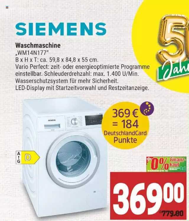 Inbetriebnahme 41% WM14G400 OFF Siemens IQ500 Waschmaschine, Erste