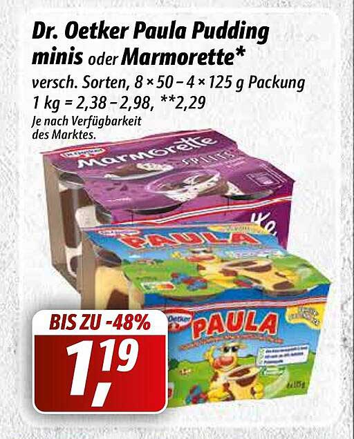 Dr. Oetker Paula Pudding Minis Oder Marmorette Angebot bei Simmel 1Prospekte.de