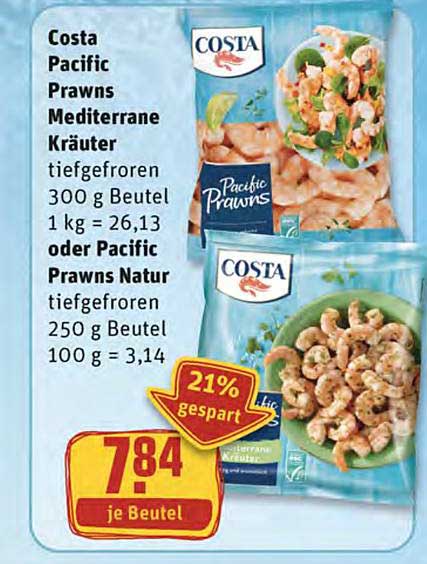 Costa Pacific Prawns Mediterrane Kräuter Oder Natur Angebot bei REWE