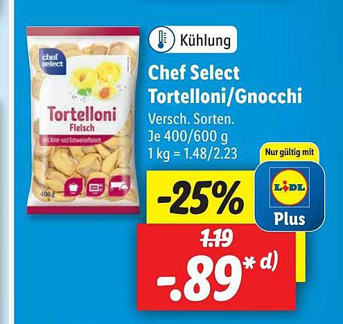 Chef Select Tortelloni Gnocchi Angebot bei Lidl