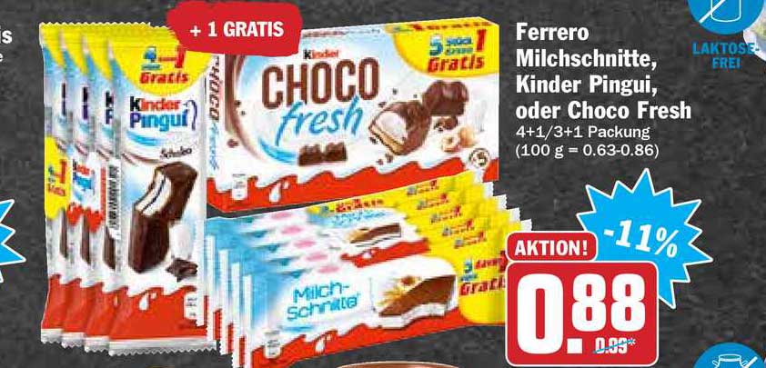 Ferrero Milchschnitte Kinder Pingui Oder Choco Fresh Angebot Bei Hit