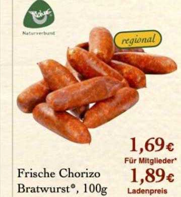 LPG Biomarkt Frische Chorizo Bratwurst