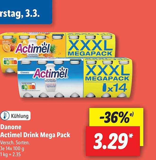 Lidl Danone Drink bei Mega Angebot Actimel Pack