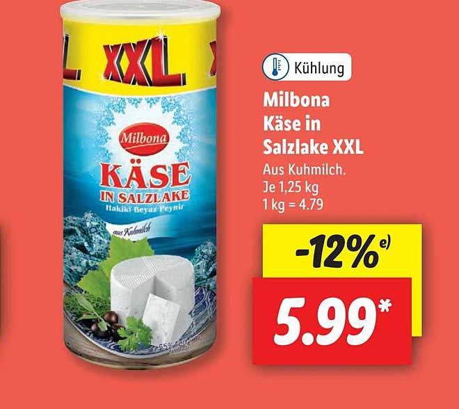 Milbona Käse In Salzlake XXL Angebot bei Lidl