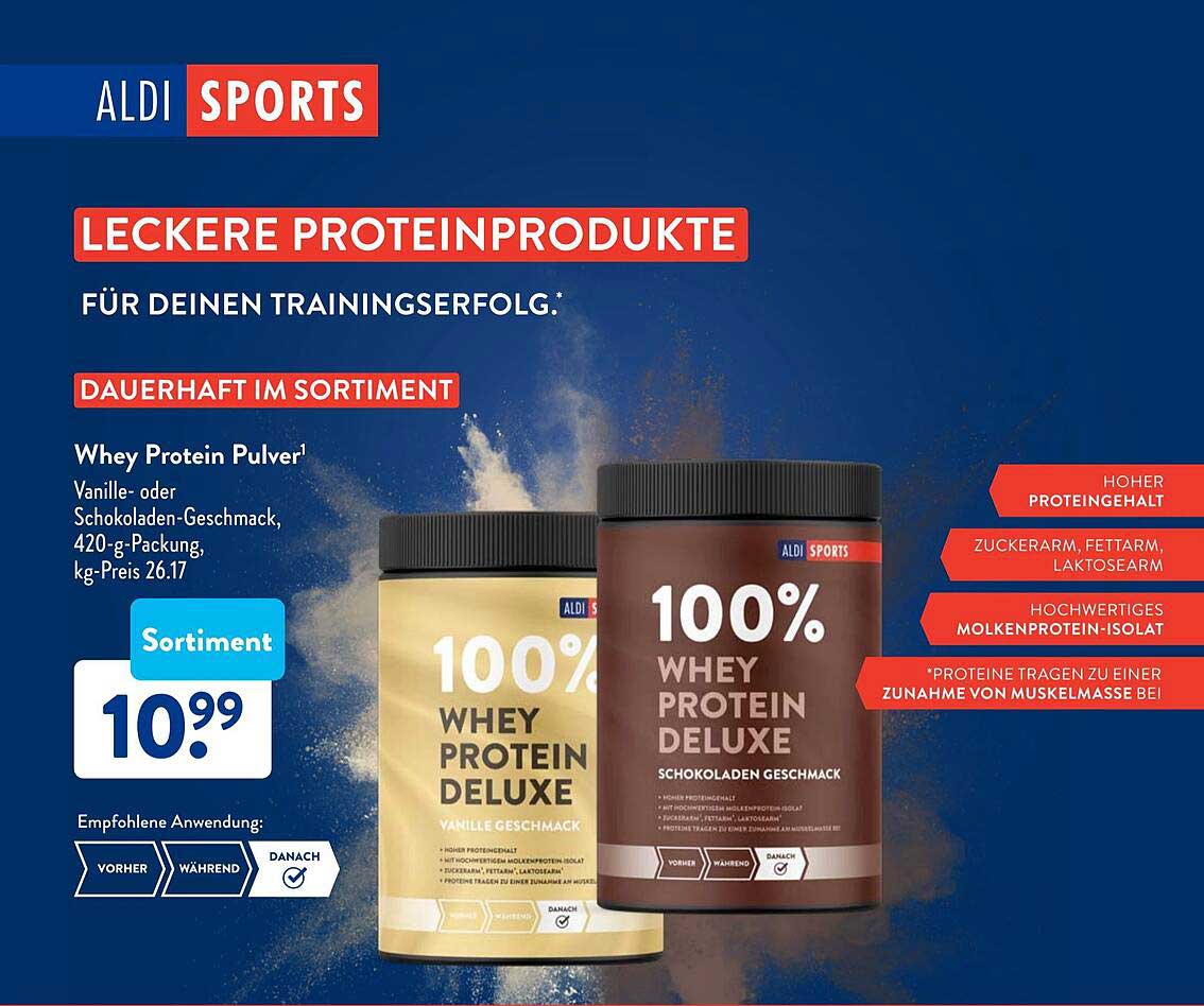 Whey Protein Pulver Vanille Oder Schokolodengeschmack Angebot bei