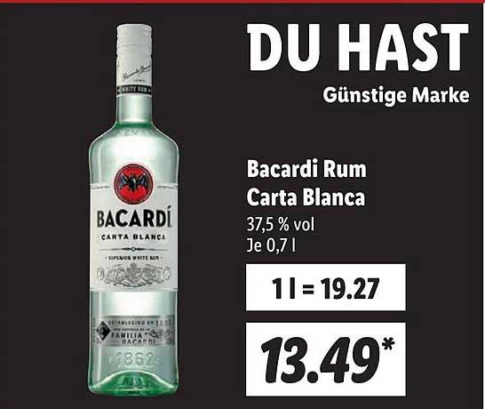 Bacardi Rum Carta Blanca Angebot bei Lidl 1Prospekte.de