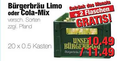 Edeka Scherer Bürgerbräu Limo Oder Cola-mix