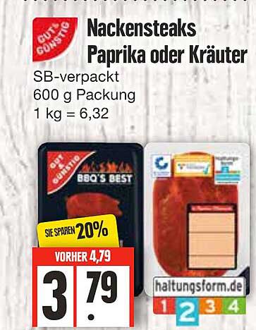 Edeka Frischemarkt Gut & Günstig Nackensteaks Paprika Oder Kräuter