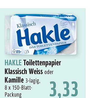 BUNGERT Hakle Toilettenpapier Klassisch Weiss Oder Kamille
