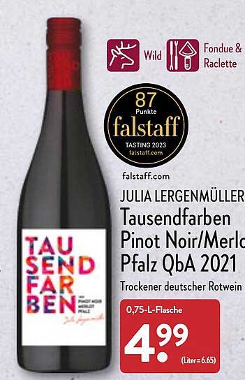 ALDI Nord Julia Lergenmüller Tausendfarben Pinot Noir Merlot Pfalz Qba 2021