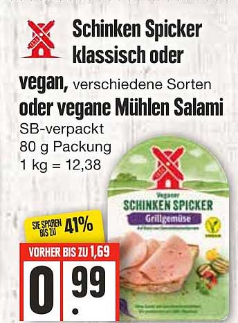 Edeka Frischemarkt Rügenwalder Mühle Schinken Spicker Klassisch Oder Vegan, Oder Vegane Mühlen Salami