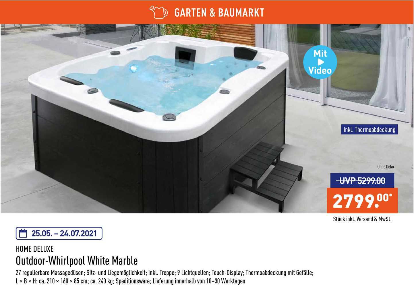 Home Deluxe Outdoor-whirlpool White Marble Angebot bei ALDI Nord