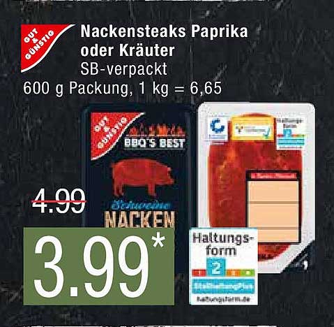 Marktkauf Gut&günstig Nackensteaks Paprika Oder Kräuter