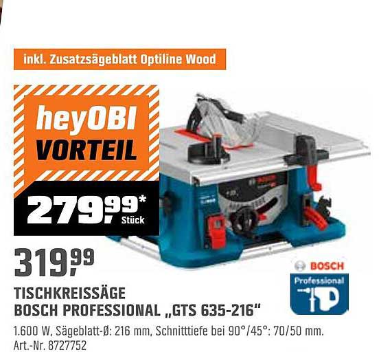 OBI Tischkreissäge Bosch Professional Gts 635-216