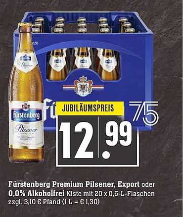 Scheck-in-Center Fürstenberg Premium Pilsener, Export Oder 0,0% Alkoholfrei