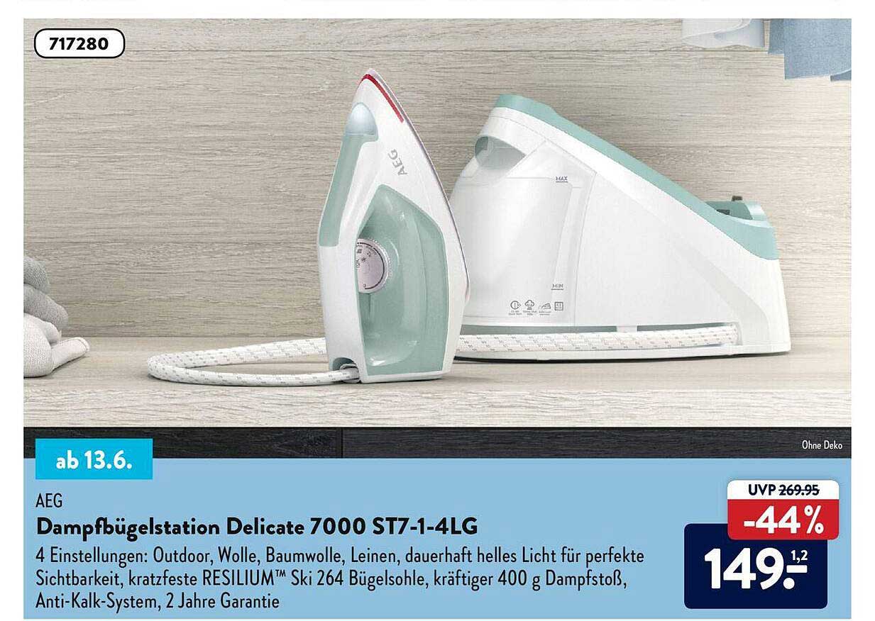 Aeg Dampfbügelstation Delicate 7000 St714lg Angebot bei ALDI Nord