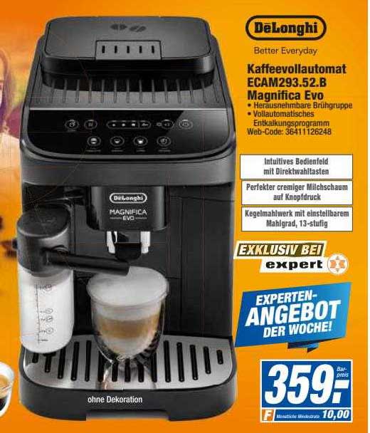 Delonghi Kaffeevollautomat Ecam293.52.b Magnifica Evo Angebot Bei HEM ...