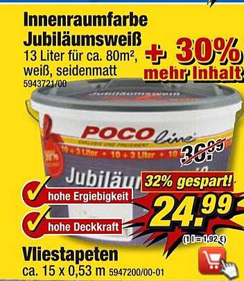 shoer دافي مقتنع كوفي توسل  Pocoline Innenraumfarbe Jubiläumsweiß 32% Gespart Angebot